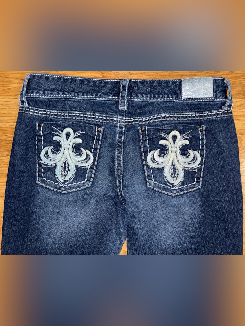 Maurices Premium Denim Bootcut Jeans Juniors Size 15/16 Embroidered Stitching - Picture 2 of 16